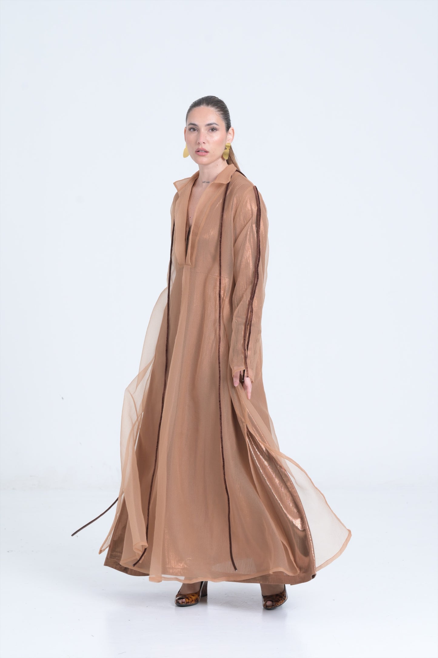 Brown shimmer long dress